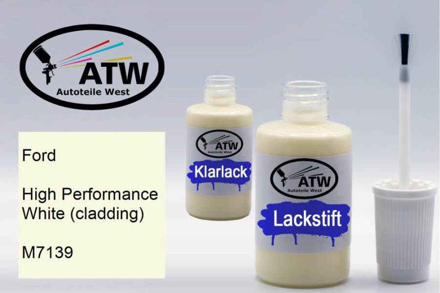 Ford, High Performance White (cladding), M7139: 20ml Lackstift + 20ml Klarlack - Set, von ATW Autoteile West.